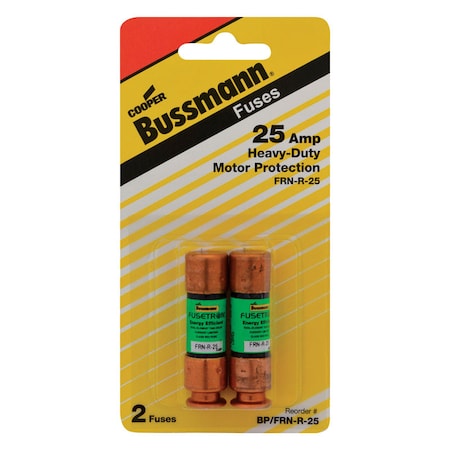 Eaton Bussmann Midget Fuse, FRN-R Series, Time-Delay, 25A, 250V AC, 20kA DC BP/FRN-R-25